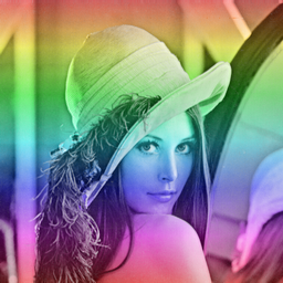 Lenna with a linear top-to-bottom rainbow Lenna horizontal rainbow