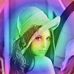 With a radial rainbow centered on the middle of the image Lenna radial rainbow